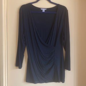 Banana republic black faux wrap top L